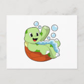 Schildpad bij het baden met schuim briefkaart (Voorkant)