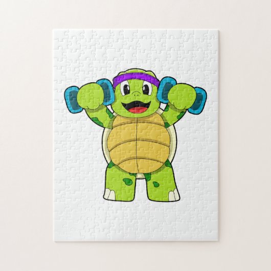 Schildpad bij krachttraining & Hantels Legpuzzel (Verticaal)