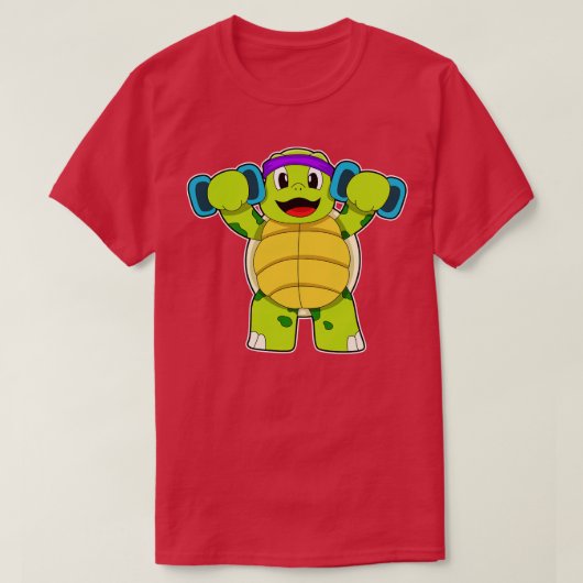 Schildpad bij krachttraining met Dumbbells T-shirt (Design voorkant)