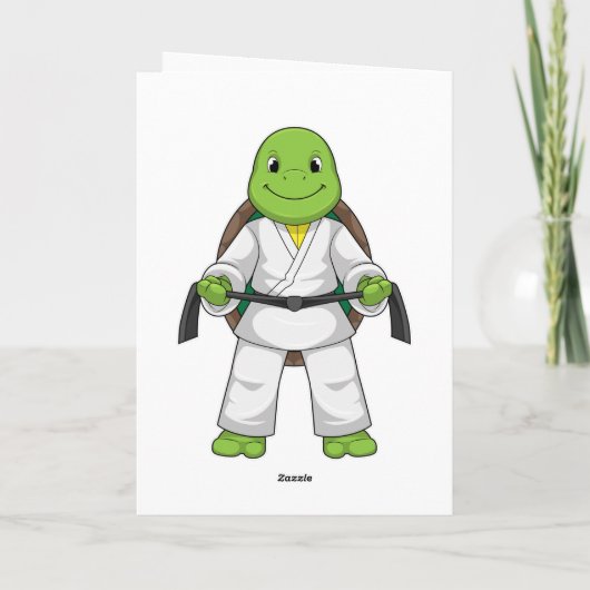 Schildpad bij martial arts met zwarte band kaart (Achterkant)
