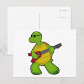 Schildpad bij Music met gitaar en zonnebril Briefkaart (Voorkant / Achterkant)