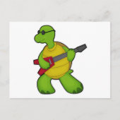 Schildpad bij Music met gitaar en zonnebril Briefkaart (Voorkant)