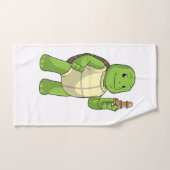 Schildpad bij schaken met schaakstuk pion handdoek (Handdoek)