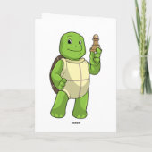 Schildpad bij schaken met schaakstuk Pion Kaart (Achterkant)