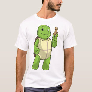 Schildpad bij schaken met schaakstuk pion t-shirt