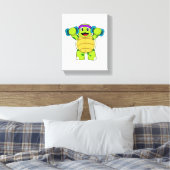 Schildpad bij Sterke training & Dumbbells Canvas Afdruk (Insitu (Slaapkamer))