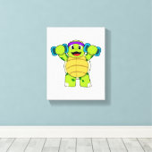 Schildpad bij Sterke training & Dumbbells Canvas Afdruk (Insitu (Houten vloer))