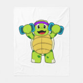Schildpad bij Sterke training & Dumbbells Fleece Deken (Voorkant)