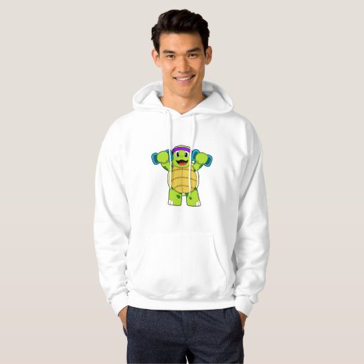 Schildpad bij Sterke training & Dumbbells Hoodie (Voorkant volledig)
