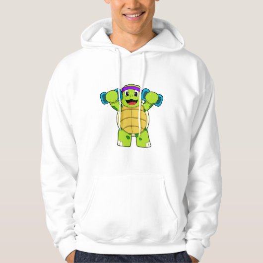 Schildpad bij Sterke training & Dumbbells Hoodie (Voorkant)