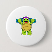 Schildpad bij Sterke training & Dumbbells Ronde Button 7,6 Cm (Voorkant)