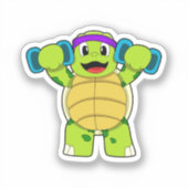 Schildpad bij Sterke training & Dumbbells Sticker (Voorkant)
