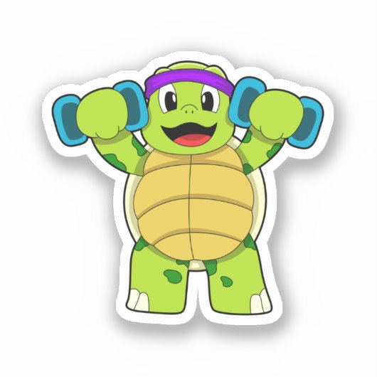 Schildpad bij Sterke training & Dumbbells Sticker (Voorkant)