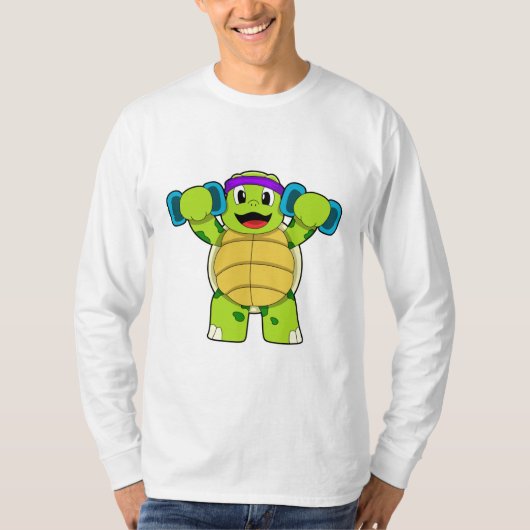 Schildpad bij Sterke training & Dumbbells T-shirt (Voorkant)