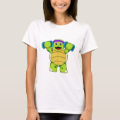 Schildpad bij Sterke training & Dumbbells T-shirt (Voorkant)