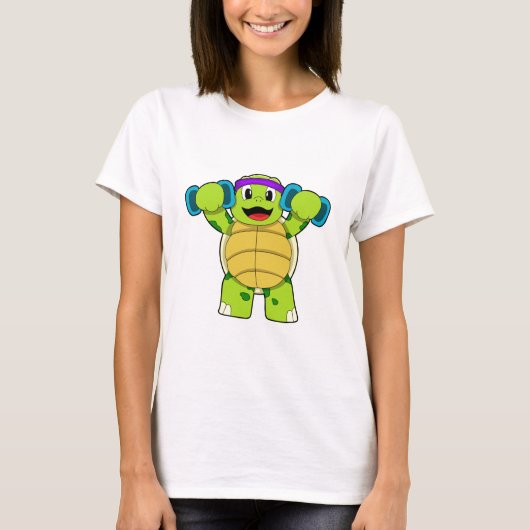 Schildpad bij Sterke training & Dumbbells T-shirt (Voorkant)