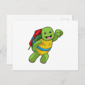 Schildpad bij Vliegen met Raket Briefkaart (Voorkant / Achterkant)