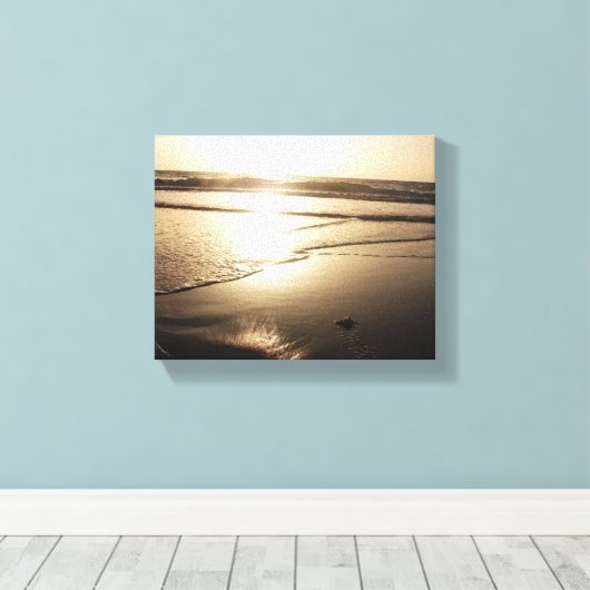 Schildpad bij zonsondergang canvas afdruk (Insitu (Houten vloer))