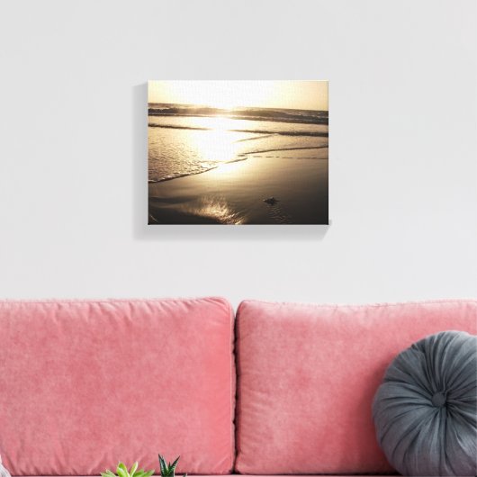 Schildpad bij zonsondergang canvas afdruk (Insitu (Woonkamer))