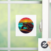 Schildpad bij zonsondergang, inspirerend natuuront raamsticker (Huis)