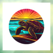 Schildpad bij zonsondergang, inspirerend natuuront raamsticker (Vel 3)