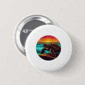Schildpad bij zonsondergang, inspirerend natuuront ronde button 5,7 cm (Voorkant /achterkant)