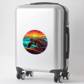 Schildpad bij zonsondergang, inspirerend natuuront sticker (Koffer)