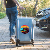 Schildpad bij zonsondergang, inspirerend natuuront sticker (Koffer Insitu)