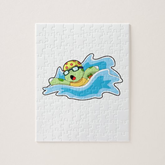 Schildpad bij zwemmen in water legpuzzel (Verticaal)
