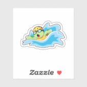 Schildpad bij zwemmen in water sticker (Vel)