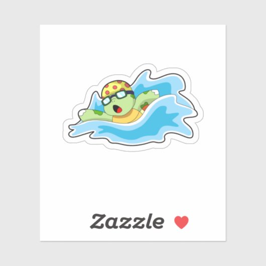 Schildpad bij zwemmen in water sticker (Vel)