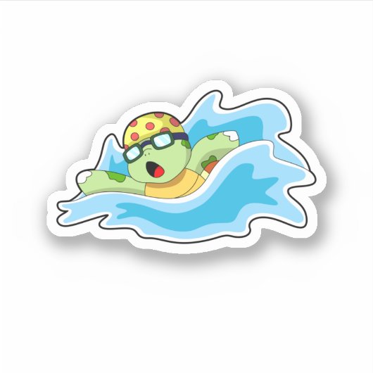 Schildpad bij zwemmen in water sticker (Voorkant)