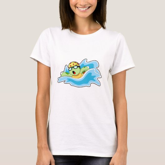 Schildpad bij zwemmen in water t-shirt (Voorkant)