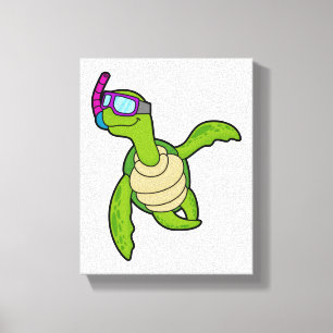 Schildpad bij zwemmen met Snorkel Canvas Afdruk