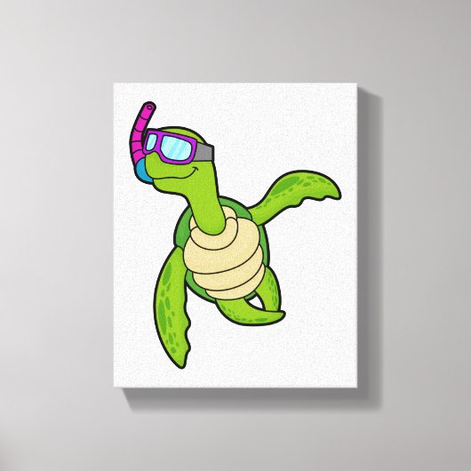 Schildpad bij zwemmen met Snorkel Canvas Afdruk (Voorkant)