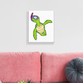Schildpad bij zwemmen met Snorkel Canvas Afdruk (Insitu (Woonkamer))
