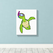 Schildpad bij zwemmen met Snorkel Canvas Afdruk (Insitu (Houten vloer))