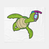 Schildpad bij zwemmen met Snorkel Fleece Deken (Voorkant (Horizontaal))