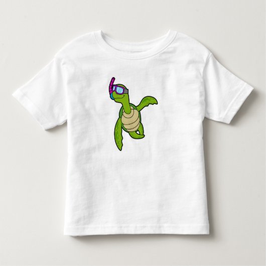 Schildpad bij zwemmen met Snorkel Kinder Shirts (Voorkant)