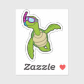 Schildpad bij zwemmen met Snorkel Sticker (Vel)