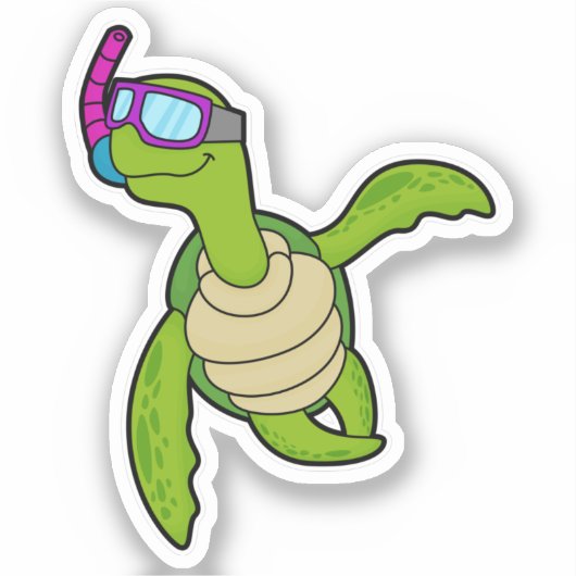 Schildpad bij zwemmen met Snorkel Sticker (Voorkant)