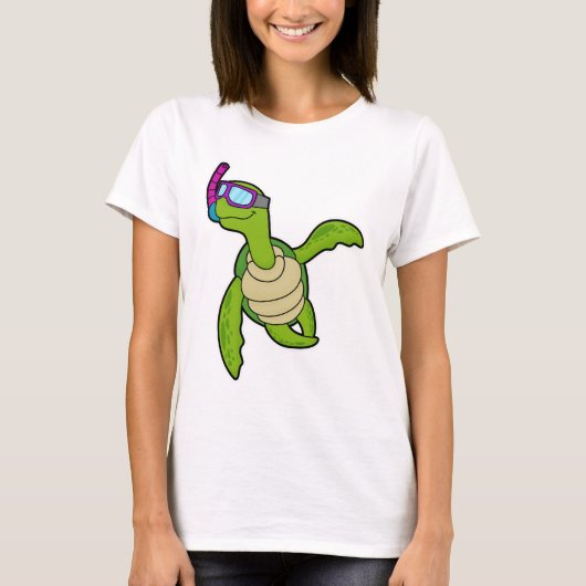 Schildpad bij zwemmen met Snorkel T-shirt (Voorkant)