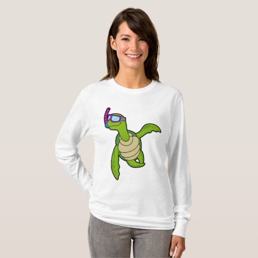 Schildpad bij zwemmen met Snorkel T-shirt (Voorkant volledig)