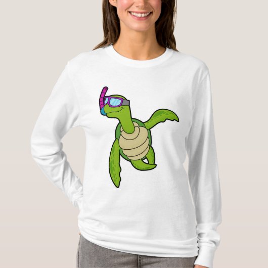 Schildpad bij zwemmen met Snorkel T-shirt (Voorkant)