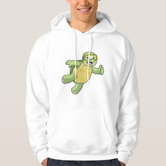 Schildpad bij zwemmen met zwembril hoodie (Voorkant)