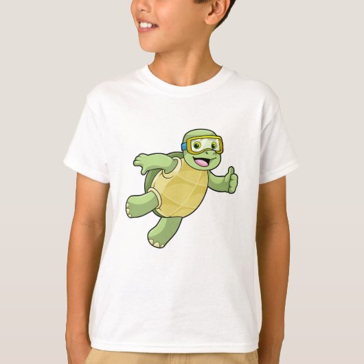 Schildpad bij zwemmen met zwembril t-shirt (Voorkant)