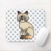 Schildpad Birmaanse / Ragdoll Cute Kat & Pootjes Muismat (Met muis)