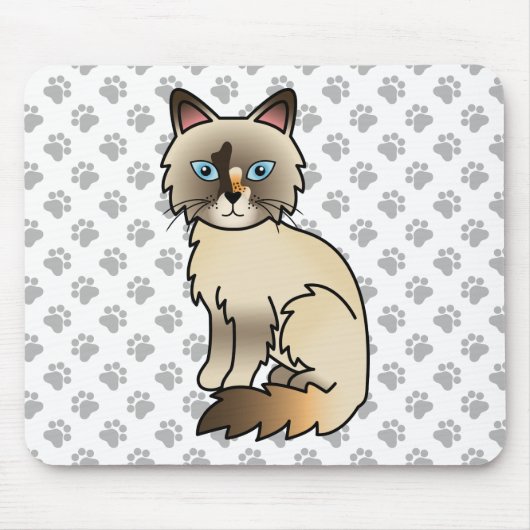 Schildpad Birmaanse / Ragdoll Cute Kat & Pootjes Muismat (Voorkant)