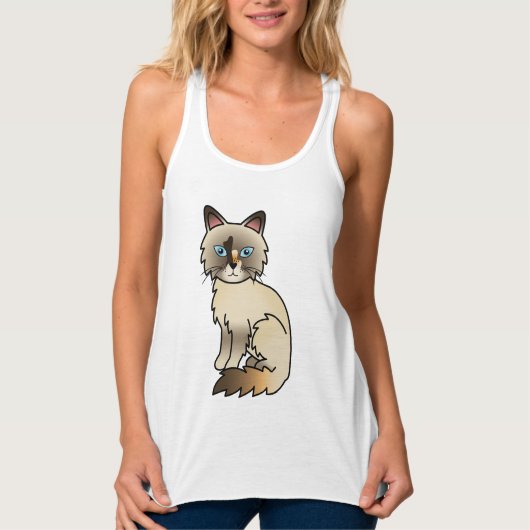 Schildpad Birmaanse / Ragdoll Mopshond Kat Tanktop (Voorkant)