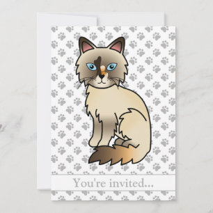 Schildpad Birman/Ragdoll Kat Verjaardagsfeestje Kaart